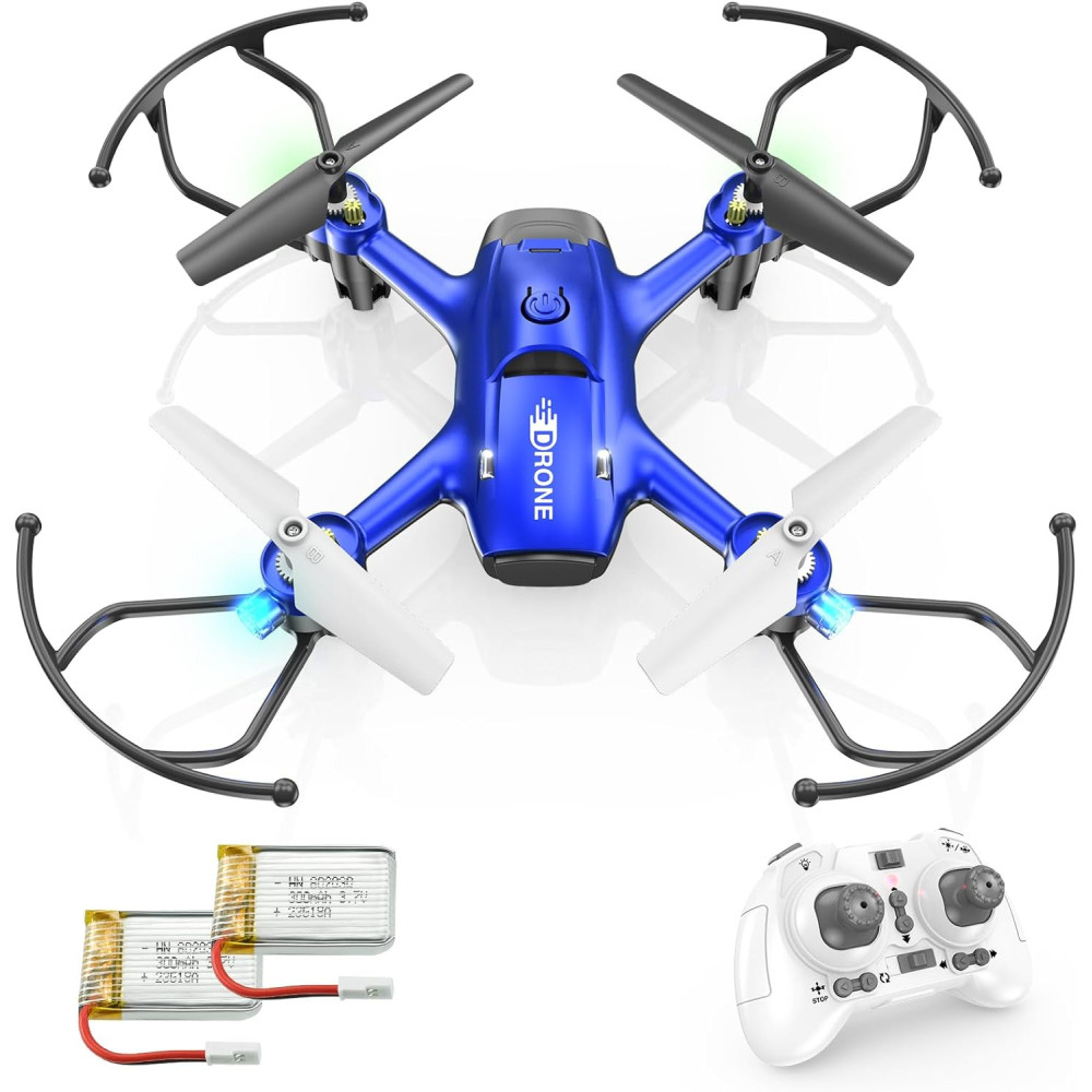 Wipkviey T16 Mini Drone pro děti, RC Quadcopter pro začátečníky s 2 bateriemi, s osvětlením, funkcí udržování výšky