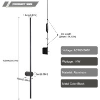 DeliKceem RC stmívatelné moderní nástěnné svítidlo se zástrčkou, moderní nástěnná lampa Balení 2, 100 cm nástěnné LED