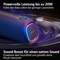 LG XBOOM Go DXG5, přenosný Bluetooth reproduktor (20 W, Google Assistant, Siri, osvětlení), černý