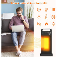 Keramický ventilátorový ohřívač 2000 W 3 režimy Mobilní PTC keramický elektrický ohřívač s oscilační funkcí, LCD dotykový