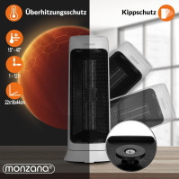 Monzana Keramický ventilátorový ohřívač 2000W 4 režimy 15-40 °C 120° oscilace Časovač Dálkový ovladač Beam Heater Bílý