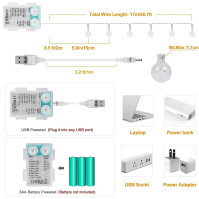 SUWITU Bateriový světelný řetěz, 100LED křišťálové koule Světelné řetězy s dálkovým ovládáním Teplá bílá a barevná, 10 R