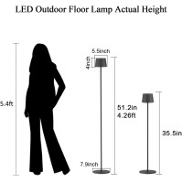 LED stojací lampa K-Bright 3000 K, napájená 4 W dobíjecí baterií, vodotěsná, IP54, bezdrátová, stmívatelná (antracitová)