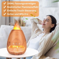 Czemo Aroma Diffuser pro éterické oleje s efektem plamenů, difuzér pro vonné oleje s ionizátorem a solnou lampou, ultrazvuk