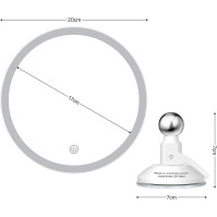 Aidodo Stěnové zrcadlo na líčení s LED osvětlením, dobíjecí kosmetické zrcadlo s otočným a přisávacím držákem na zeď, 3