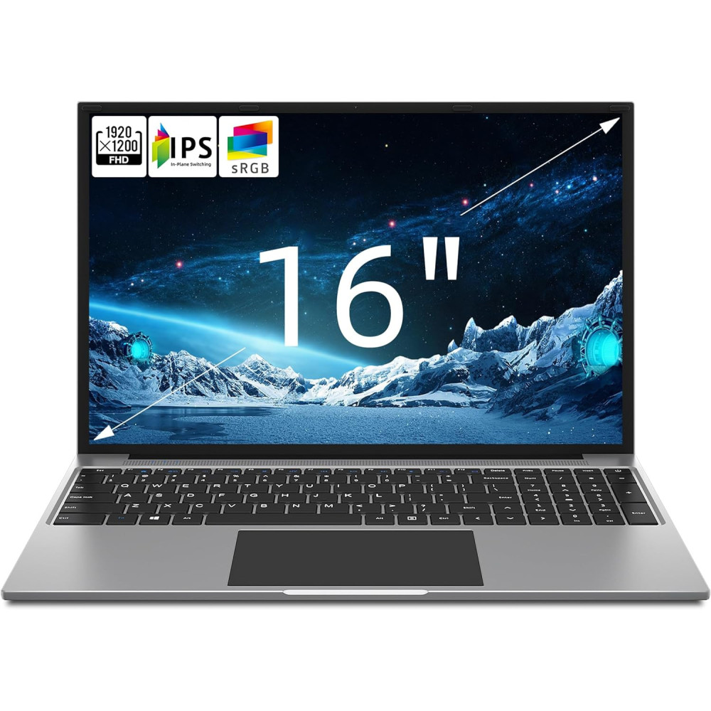 JUMPER Laptop 16" Full HD, 16GB RAM 512GB SSD, Laptop s procesorem Celeron N5095 až 2,9GHz, 2.4/5.0G WiFi, 38000mWH bat.