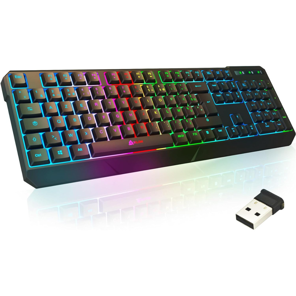 KLIM Chroma Bezdrátová herní klávesnice RGB - Nový rok 2023 - FR AZERTY rozložení - Vytrvalá dobíjecí baterie