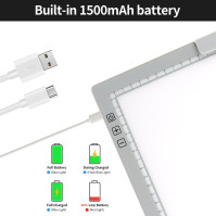 A4 bezdrátový LED světelný stůl: světelný pult s taškou, dobíjecí baterií, bezdrátový, stavitelná svítivost, 6 úrovní ja