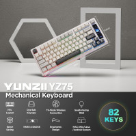 YUNZII YZ75 75% Hot Swappable Bezdrátová herní mechanická klávesnice, RGB podsvícení, BT5.0/2.4G/USB-C, Double Shot PBT