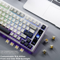 YUNZII YZ75 75% Hot Swappable Bezdrátová herní mechanická klávesnice, RGB podsvícení, BT5.0/2.4G/USB-C, Double Shot PBT