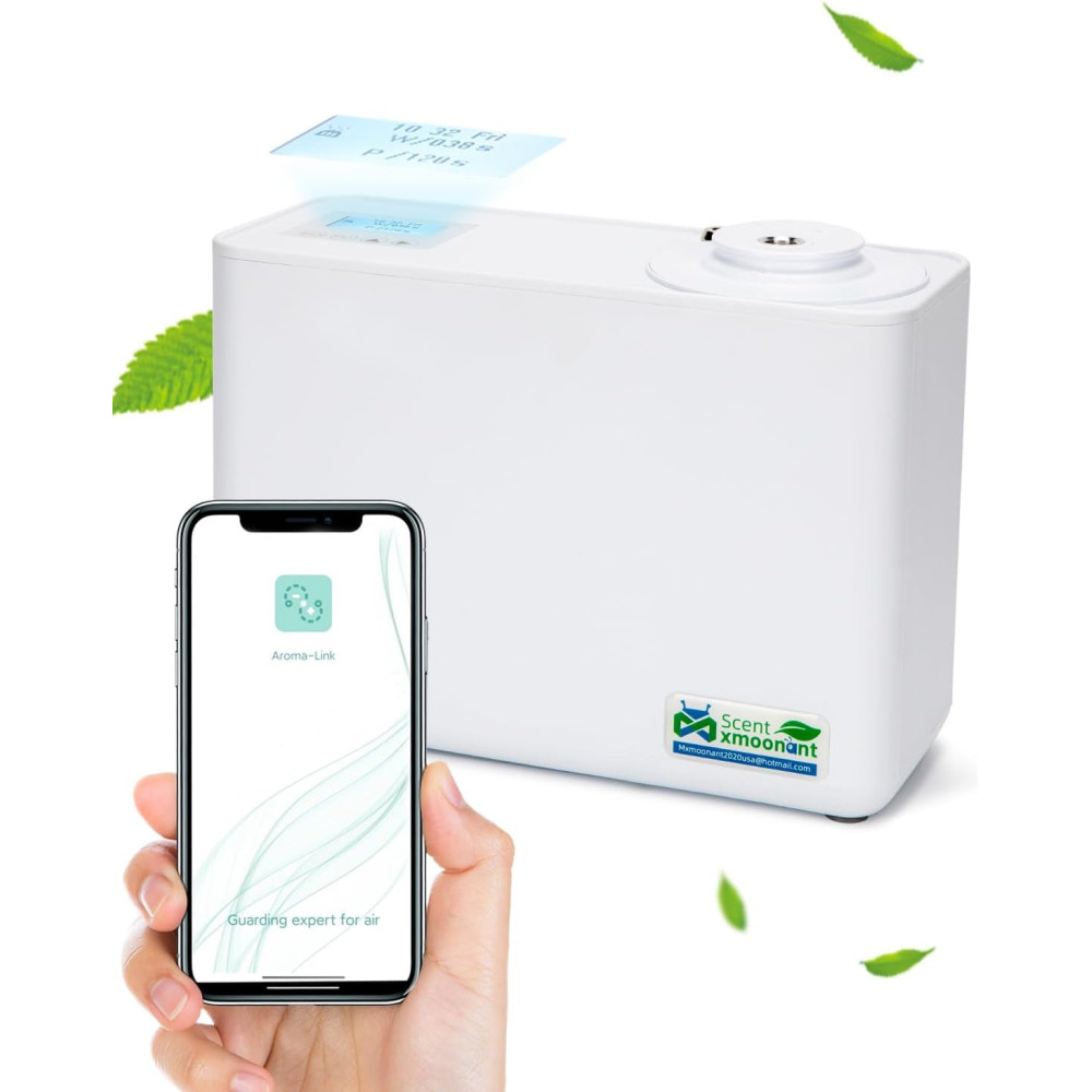 Mxmoonant Smart Scent Air Machine, bezvodá kondenzační nebulizace, pokrývající 3000m³, 800ml olejová lahvička, na zeď