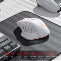 Redragon M811 PRO bezdrátová MMO herní myš, 15 programovatelných tlačítek RGB herní myš s ergonomickým držením