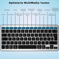 Qulose Wireless Bluetooth Keyboard, dobíjecí mini klávesnice typu C, bezdrátová klávesnice, ultratenký ergonomický design, němec