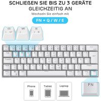 RK ROYAL KLUDGE RK61-DE 60% Bluetooth/Wired/2,4GHz bezdrátová mechanická klávesnice, 61 kláves, modré spínače s funkcí Hot-Swap,