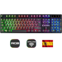 Empire Gaming - Armor RF800 Bezdrátová dobíjecí klávesnice QWERTY (anglické rozložení) pro hráče - RGB bezdrátová 2,4Ghz klávesn