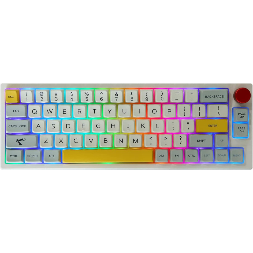 EPOMAKER TH66 Pro 65% Hot Swap RGB 2,4Ghz/Bluetooth 5.0/Drátová mechanická herní klávesnice s MDA PBT klávesami, ovládání knoflí