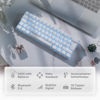 RK ROYAL KLUDGE RK61-DE QWERTZ Drátová Bluetooth 2,4GHz Tri-Mode 60% mechanická klávesnice ABS klávesy Červený spínač pro IOS An