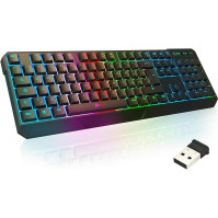 KLIM Chroma ITALIAN Wireless Keyboard - NEW VERSION 2023 - tenká, odolná + podsvícená herní klávesnice, tichá a voděodolná - čer