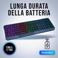 KLIM Chroma ITALIAN Wireless Keyboard - NEW VERSION 2023 - tenká, odolná + podsvícená herní klávesnice, tichá a voděodolná - čer