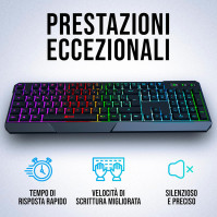 KLIM Chroma ITALIAN Wireless Keyboard - NEW VERSION 2023 - tenká, odolná + podsvícená herní klávesnice, tichá a voděodolná - čer