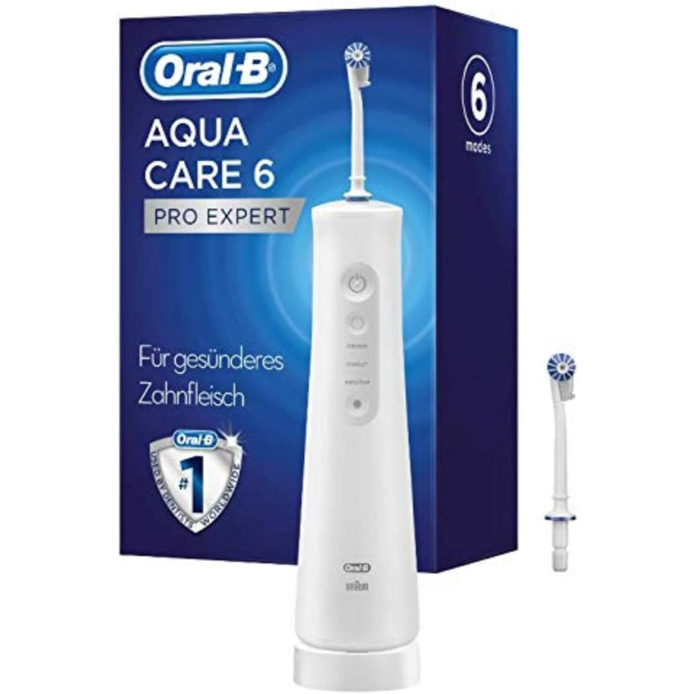 Oral-B AquaCare 6 Pro-Expert ústní irigátor, 2 náhradní trychtýře, mezizubní čistič s 6 režimy kartáčování