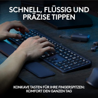 Logitech MX Keys S kabellose Tastatur, Low Profile, Precise Quiet Typing, Programmable , Backlighting, Bluetooth, Rechargeable,