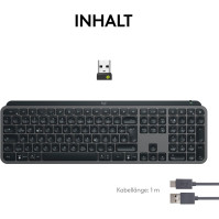 Logitech MX Keys S kabellose Tastatur, Low Profile, Precise Quiet Typing, Programmable , Backlighting, Bluetooth, Rechargeable,