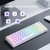 TECURS Herní klávesnice Mechanická bezdrátová RGB hráčská podsvícená klávesnice 65% TKL dobíjecí Bluetooth / 2.4G / s kabelem 68