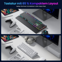 TECURS Herní klávesnice Mechanická bezdrátová RGB hráčská podsvícená klávesnice 65% TKL dobíjecí Bluetooth / 2.4G / s kabelem 68