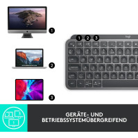 Miniaturní bezdrátová klávesnice Logitech MX Keys, kompaktní, Bluetooth, podsvícení, USB-C, kompatibilní s Apple macOS, iOS, Win