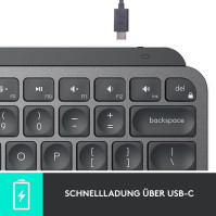 Miniaturní bezdrátová klávesnice Logitech MX Keys, kompaktní, Bluetooth, podsvícení, USB-C, kompatibilní s Apple macOS, iOS, Win