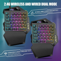 RedThunder G60 2,4Ghz bezdrátová herní klávesnice RGB pro jednu ruku, miniaturní design s 35 klávesami, ergonomická protiskluzov