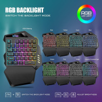 RedThunder G60 2,4Ghz bezdrátová herní klávesnice RGB pro jednu ruku, miniaturní design s 35 klávesami, ergonomická protiskluzov