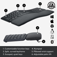 Logitech Ergo K860 - Graphite US INTL - INTNL, grafitová barva