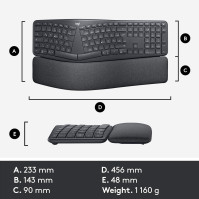 Logitech Ergo K860 - Graphite US INTL - INTNL, grafitová barva