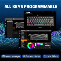 RK ROYAL KLUDGE RK61 Bezdrátová klávesnice AZERTY Francouzská klávesnice AZERTY 60% Mechanická herní klávesnice RGB podsvícená p