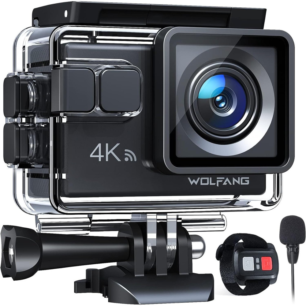 WOLFANG GA100 Action Cam 4K 20MP podvodní kamera WiFi 40M vodotěsná kamera se stabilizátorem obrazu EIS Kamera na helmu 170° šir