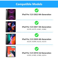 HUOBAO Pouzdro pro iPad Pro 12.9 s klávesnicí, magneticky odnímatelné pouzdro pro iPad Pro 12.9 palce (6./5./4./3. gen.)