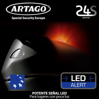 Artago 24S.6M Motocyklový zámek Disc Alarm 120dB Tlačítko ON, Výstražná funkce, LED, Vyměnitelný modul, Lithiová baterie