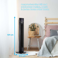 PureMate PM700 109cm oscilační věžový ventilátor s ionizátorem a funkcí aroma 3 rychlosti ventilátoru LED displej 8hodin