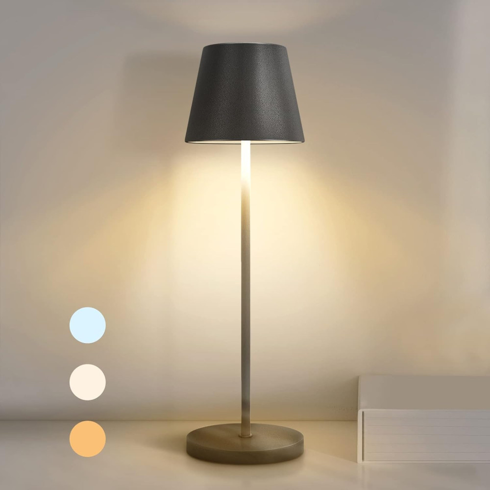 Stmívatelná LED bateriová stolní lampa, vnitřní a venkovní dobíjecí teplá barva světla (2700K-4000K) bezdrátová stolní