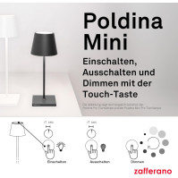 Zafferano Poldina Pro Mini - stmívatelná LED stolní lampa z hliníku s krytím IP54, vhodná pro vnitřní i venkovní použití