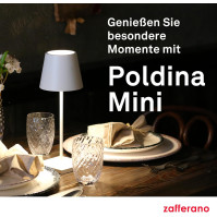 Zafferano Poldina Pro Mini - stmívatelná LED stolní lampa z hliníku s krytím IP54, vhodná pro vnitřní i venkovní použití