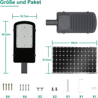 Solární LED pouliční a venkovní svítidlo Gebosun, funguje od soumraku do úsvitu, s optickým senzorem, 6000 K, vodotěsné