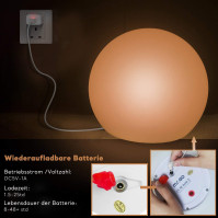 MR.GO 25cm LED kuličková lampa, RGB kulová lampa měnící barvu stolní lampa s dálkovým ovládáním, 16 barev, stmívatelné