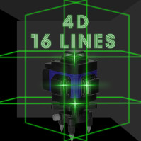 Multifunkční 4D laserový 16řádkový samonivelační stroj USB dobíjecí lithiová baterie s 1,2m 3cestným výškově nastaviteln