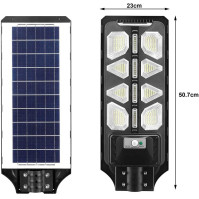 BAKAJI Venkovní LED pouliční lampa 120W Soumrak se solárním panelem Bílé světlo 8000K Ultra jasné Stmívatelné 1200LM