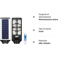 BAKAJI Venkovní LED pouliční lampa 120W Soumrak se solárním panelem Bílé světlo 8000K Ultra jasné Stmívatelné 1200LM