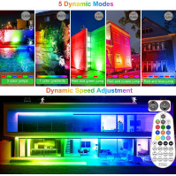 CLV Solární zářič RGB, solární lampa, pro venkovní použití, 4 kusy s dálkovým ovládáním, vodotěsnost IP66, 12 barev