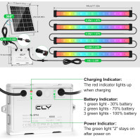 CLV Solární zářič RGB, solární lampa, pro venkovní použití, 4 kusy s dálkovým ovládáním, vodotěsnost IP66, 12 barev